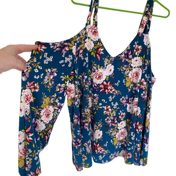 Torrid cold shoulder floral size 3XL long sleeve blouse - Picture 1 of 7